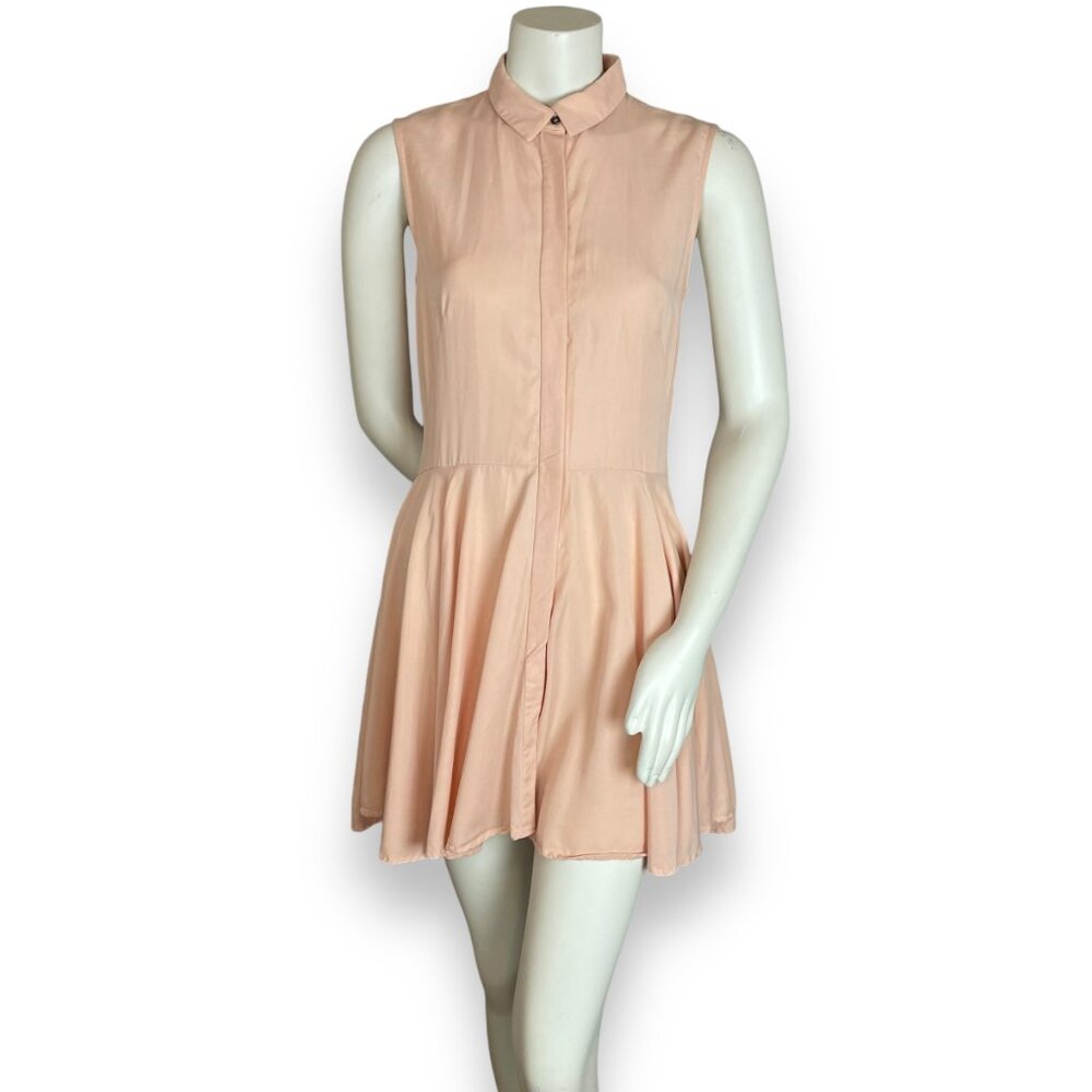 DO+BE Dress High Low Hem Button-Up Women Size Small Light Pink Sleeveless Collar